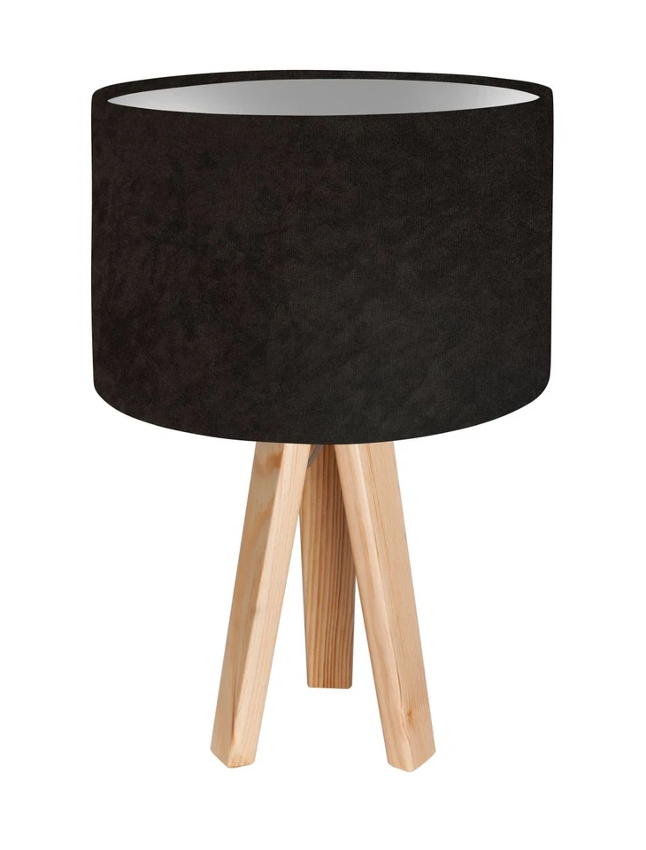 Tischleuchte Braun Argento 46cm Legno Tessuto Aimee Comodino Camera da Letto - Immagine 1 di 1