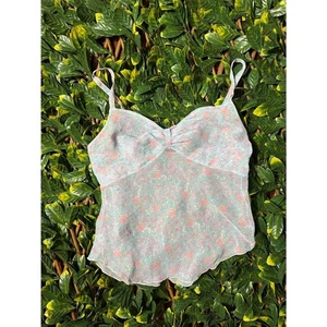 Vintage y2k Warners blue floral lingerie babydoll tank cami size S - Picture 1 of 6
