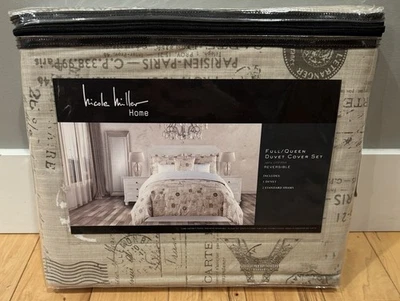 Nicole Miller Paris Themed 3-Pc FULL / QUEEN Duvet Cover & Shams NIP - Image 1 of 4