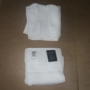 Lauren Ralph Lauren Wescott Set Of 2 Hand Towels Sailcloth White NWT - Picture 1 of 9