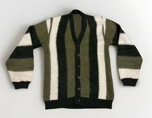 VINTAGE 50er 60er Strickjacke Pullover Gr. M gestreift Acryl Mohair - Bild 1 von 10