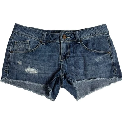 American Rag Cie Distressed Raw Hem Med Wash Cotton Denim Shorts Size 3 Boho - Image 1 of 4