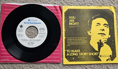 RAY PRICE To Make A Long Story Short DJ PROMO 45 7" Record Vinyl Records COUNTRY Foto 1 de 4