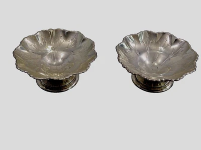 BOM PAR ANTIGO DE PRATA ESTERLINA AMERICANA ADEGAS DE SAL ABERTAS ART NOUVEAU - Imagem 1 de 4