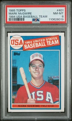 Topps Mark McGwire #401 1985 RC PSA 8 casi nuevo-como nuevo 1984 equipo de béisbol de Estados Unidos Foto 1 de 2