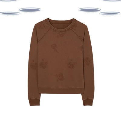 Jersey para mujer Ex - marrón oscuro cuello redondo bordado (defecto) Foto 1 de 3