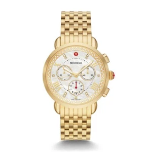 MICHELE SPORT SAIL DIAMOND MOP DIAMOND CHRONOGRAPH GOLD TONE WATCH MWW01C000143 - Picture 1 of 2