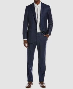 Brioni Men Blue Plaid Virgin Wool 2-Piece Suit Coat Jacket Dress Pants Size 54R - Picture 1 of 4