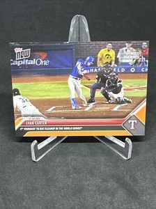 Evan Carter 2023 Topps NOW 4th Youngest To Bat Cleanup In WS Orange SSP 3/5 TEX