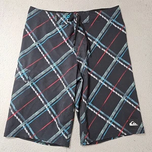 Quiksilver Youth Boys Black Striped Board Short Swim Trunks Pool Summer Size 16 - Picture 1 of 9