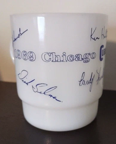 MLB 1969 Chicago Cubs Battery Anchor Hocking Fire King Coffee Cup Mug Cover