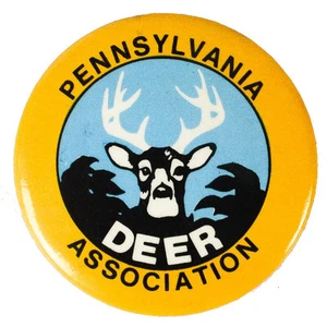 Pennsylvania Deer Association Button Pin Pinback Buck PA Vintage Farmers Yellow - Picture 1 of 3