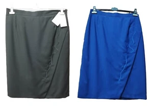 Frischer Frühlingsrock Wolle schwarz hellblau sportlich ungerade Größe Elena Mirò Knoten - Bild 1 von 24