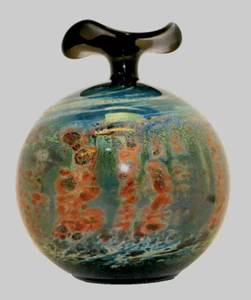 Glasbläserkunst signiert Sachs 96 mundgeblasen marmorisiert Einzelstück Ø11,5cm - Picture 1 of 10