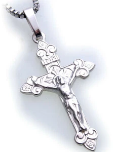 Anhänger Kreuz mit Jesus echt Silber 925 Sterlingsilber Qualität INRI Unisex - Bild 1 von 4