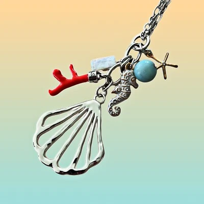 COLLAR LARGO BRIGHTON PARADISE COVE Coral Estrella de Mar Perla JM4293 $120 NUEVO CON ETIQUETAS Foto 1 de 4