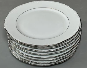 Harmony House China Nora Platinum Trim 7 1/2" Salad Plates Set of 8 - Picture 1 of 14