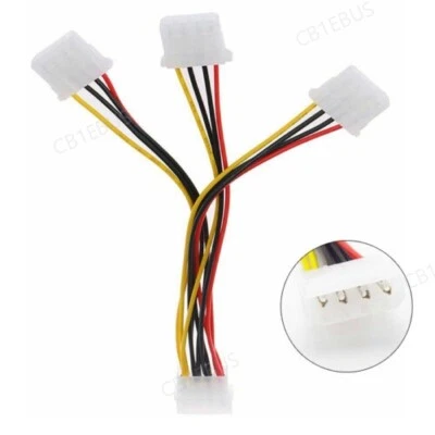 4 Pin IDE Molex to 3 SATA Power Cable Splitter Adapter 1 Male to 3 Female CB1 - Image 1 of 4