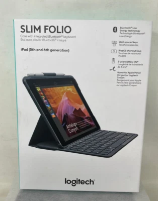 Logitech Slim Folio Case w/ Keyboard for Apple iPad 5th & 6th Gen - Black - Image 1 of 4
