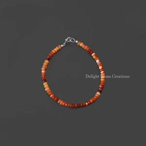 4-5mm Mexican Opal Faceted Rondelle Bead Bracelet, Shaded Orange Fire Opal Beads - Picture 1 of 5
