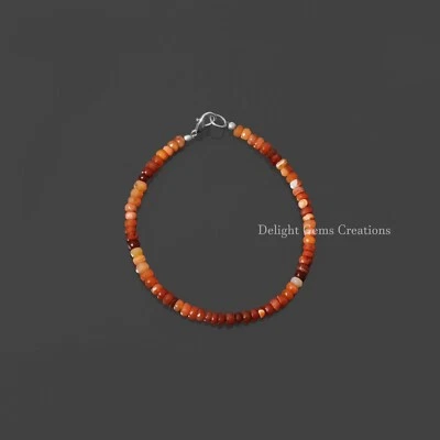 Pulsera de cuentas rondelle facetadas de ópalo mexicano de 4-5 mm, cuentas de ópalo de fuego naranja sombreado Foto 1 de 4