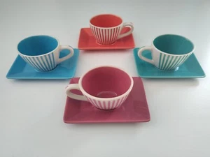 LBVYR Vintage Yves Rocher, 4 Espresso Cups & Saucers, 1980’s. - Picture 1 of 7
