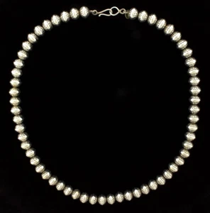 21" Handmade Sterling Silver Bead Necklace By Navajo Artist Marie Yazzie - Picture 1 of 3
