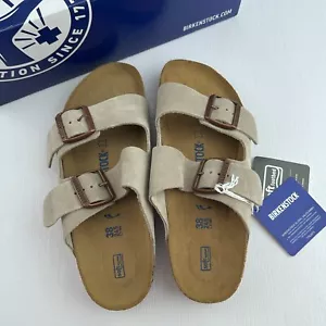 Birkenstock Arizona Soft Footbed Taupe Suede Leather Casual Unisex's Sandals - Picture 1 of 7