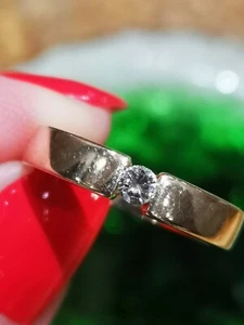 Diamond engagement ring 14k yellow gold size J Used - Picture 1 of 19