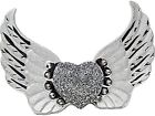 Silver Crushed Diamond Heart Angle Wings Accent Ornament For Luxury Home Decor