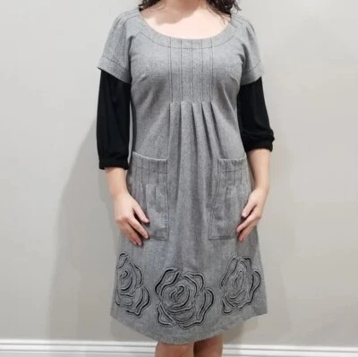 Phoebe Couture Gray Wool Blend Dress Pocket Jumper Women's Size 8 - Image 1 of 4