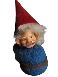 Vintage Christmas Pixie Clip On Elf Gnome Felt Plastic 3.5"Blue Red Decor READ - Picture 1 of 8