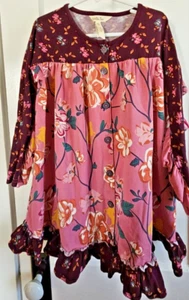 NWOT Matilda Jane floral print ruffled sleeves button down shirt dress girl Sz 6 - Picture 1 of 10