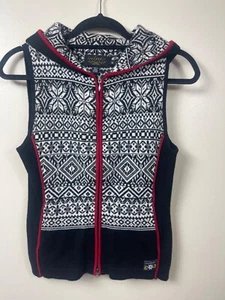 Icelandic Design Womens Size S Black and White Aztec Zip Vest 100% Wool - Picture 1 of 19