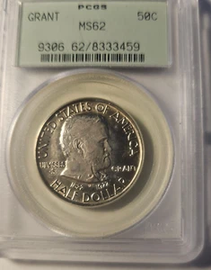 1922 GRANT COMMEMORATIVE HALF DOLLAR PCGS MS62 OLD GREEN HOLDER-OGH BLAST WHITE - Picture 1 of 4