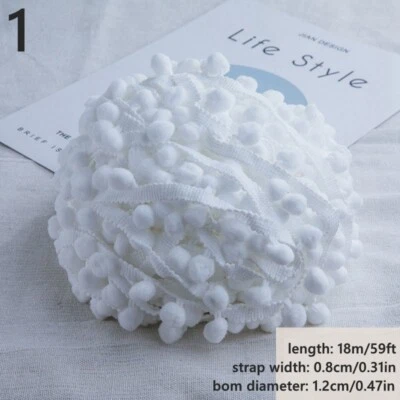 18M Pom Bobble Cushion Curtain Tassel Trimming Sewing Craft Material DIY - Image 1 of 4