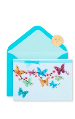 Papyrus Blank Greeting Card - Cherry Blossoms & Butterflies - Image 1 of 2