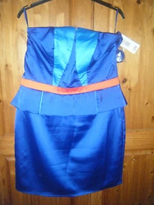 NEW WITH TAGS - BLUE EVENING DRESS (STRAPPED OR STRAPLESS) SIZE 10 - Picture 1 of 1