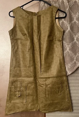 1960s 1970s Faux Leather Vinyl Mod Dress Union Made Hippie Rare - Image 1 of 4