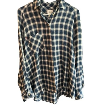 BDG Urban Outfitters unisex Blue Plaid Flannel Button-Up Shirt Size S - Image 1 of 4
