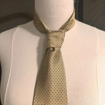 Corbata de seda Lands’ End hecha a mano para hombre corbata clásica geométrica dorada cachemira Foto 1 de 4