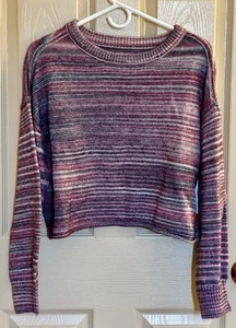 NWT Juniors SO Long Sleeve Sweater Cropped Size M Multicolor Striped Pullover - Picture 1 of 5