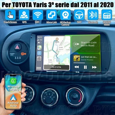 Carplay Per TOYOTA Yaris 3ª 2011-2020 Android14 Autoradio GPS WIFI RDS USB 2+32G - Immagine 1 di 4