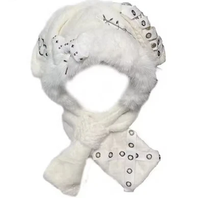 Sombrero y bufanda para mujer Harajuku Y2K con oreja de conejo  Foto 1 de 3