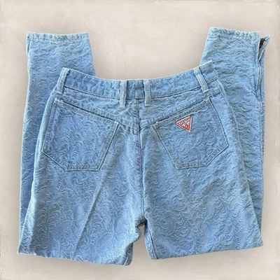 Vtg Guess By Georges Marciano High Waist Taper Mom Jeans Women 29x26 80s Paisley - Image 1 of 4