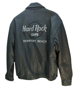 🔥Leather Hard Rock Cafe Newport Beach Coat Size Medium Nice 👌🤩 - Picture 1 of 23