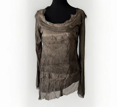 Top Babydoll Tempo Paris Mujer Mezcla Seda Bosque Hada Talla L Asimétrico Boho Foto 1 de 4