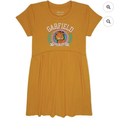 Nuevo con etiquetas Vestido informal manga corta Garfield talla XS 4-5 amarillo dorado naranja para niñas Foto 1 de 3