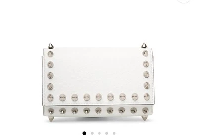 CHRISTIAN LOUBOUTIN Paloma maxi spikes white clutch retails 1490.00 - Image 1 of 4