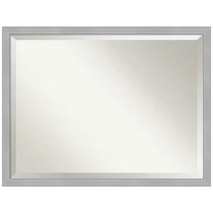 Amanti Art Medium Rectangle Vista Brushed Nickel Beveled Glass Modern Mirror in. - Picture 1 of 8